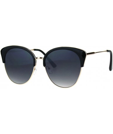 Butterfly Womens Designer Fashion Sunglasses Accent Top Round Butterfly Frame - Black Gold (Smoke) - CF186ZEL7GQ $22.04
