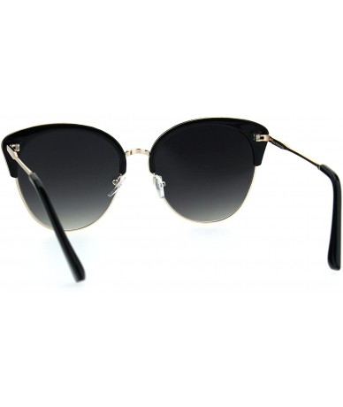 Butterfly Womens Designer Fashion Sunglasses Accent Top Round Butterfly Frame - Black Gold (Smoke) - CF186ZEL7GQ $10.43