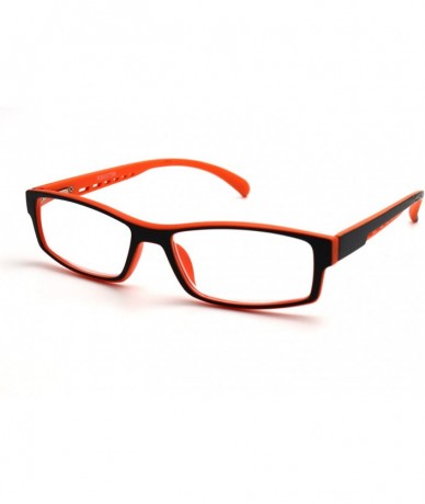 Rectangular Soft Matte Black w/ 2 Tone Reading Glasses Spring Hinge 0.74 Oz - Matte Black Orange - CS12C1Y0DZL $13.97
