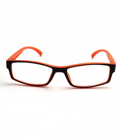 Rectangular Soft Matte Black w/ 2 Tone Reading Glasses Spring Hinge 0.74 Oz - Matte Black Orange - CS12C1Y0DZL $13.97