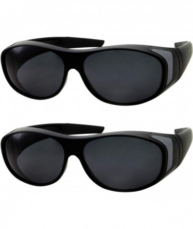 Oval Polarized Sunglasses Wear Over Prescription Glasses (2 pcs) - 2 Pairs Black - C012FYWQKP9 $16.70