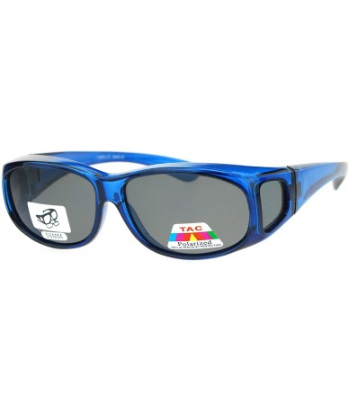 Oval Polarized Lens Fit Over Glass Sunglasses Smaller Size Oval Rectangular - Blue - C5189TLQKEH $14.72