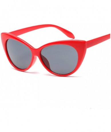 Cat Eye Small Classic Women Sunglasses Vintage Luxury Plastic Cat Eye Sun Glasses UV400 Fashion - Red Gray - CK19852T2QQ $56.65