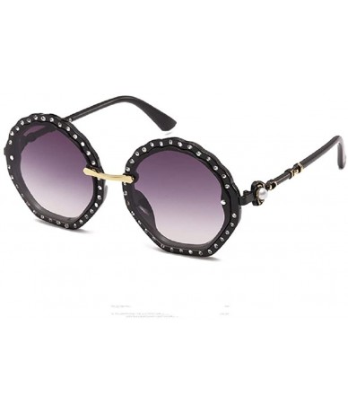 Round Round Oversized Rhinestone Sunglasses for Women Diamond Shades - C - CH18RXL2UY2 $10.65