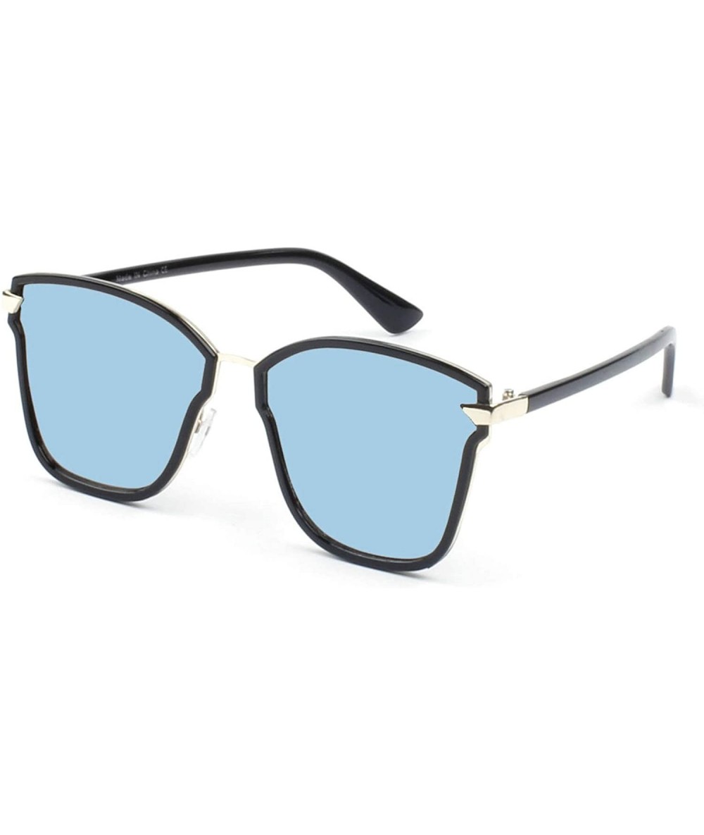 Goggle Women Modern Fashion Square Oversized UV Protection Fashion Sunglasses - Blue - C118WUD3TRZ $17.60