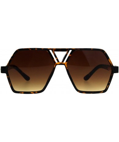Oversized Hexagon Shape Sunglasses Unisex Oversized Flat Top Fashion Shades - Tortoise (Brown) - CB180YDXH9U $21.28