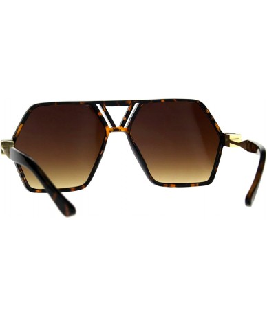 Oversized Hexagon Shape Sunglasses Unisex Oversized Flat Top Fashion Shades - Tortoise (Brown) - CB180YDXH9U $11.85
