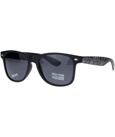 Rectangular Mens Bandana Print Arm Hipster Horn Rim Plastic Sunglasses - Matte Black Silver - CK18QMR85D3 $11.83
