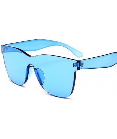 Rimless One Piece Sunglasses Transparent Frame Fashion Sun Glasses Women Accessories - Blue - C518EGNGZMU $9.75