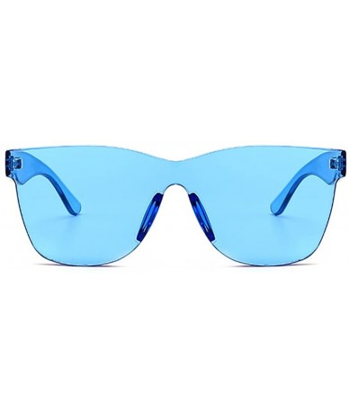 Rimless One Piece Sunglasses Transparent Frame Fashion Sun Glasses Women Accessories - Blue - C518EGNGZMU $9.75