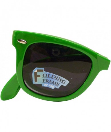 Square Folding sunglasses new retro vintage style men women compact frame lens - Green - CW198ZC29ZU $7.82