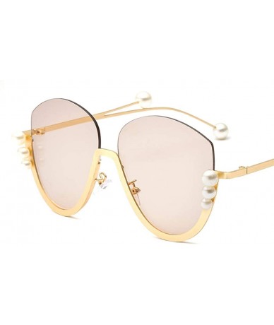 Oval Retro Men Women Vintage Cat Sunglasses For Ladies Pearl Retro Sun Glasses Women Birthday Gift - Champagne - CJ18Q57ALD5 ...