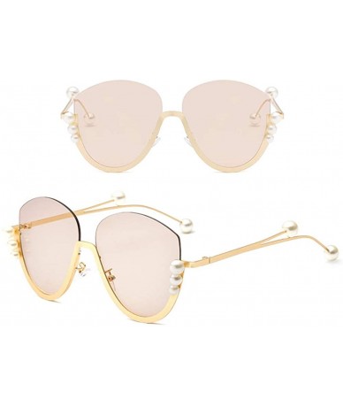 Oval Retro Men Women Vintage Cat Sunglasses For Ladies Pearl Retro Sun Glasses Women Birthday Gift - Champagne - CJ18Q57ALD5 ...