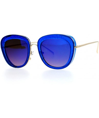 Butterfly Womens Double Frame Gel Glitter Plastic Butterfly Sunglasses - Blue - CY12G7GVS85 $12.92