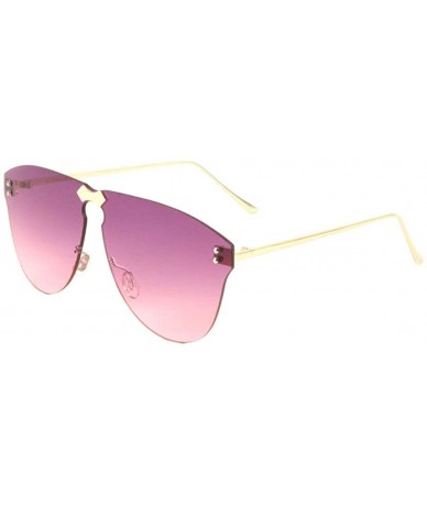 Rimless Oceanic Color Rimless Designer Inspired One Piece Shield Sunglasses - Purple - C6197S6DO66 $14.97