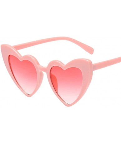 Square Women Fashion Cute Heart-shaped Shades Sunglasses Integrated UV Glasses - B - CX18RA3HN5D $16.50