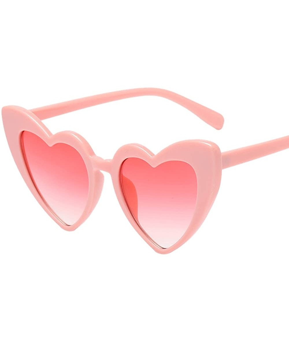 Square Women Fashion Cute Heart-shaped Shades Sunglasses Integrated UV Glasses - B - CX18RA3HN5D $16.50