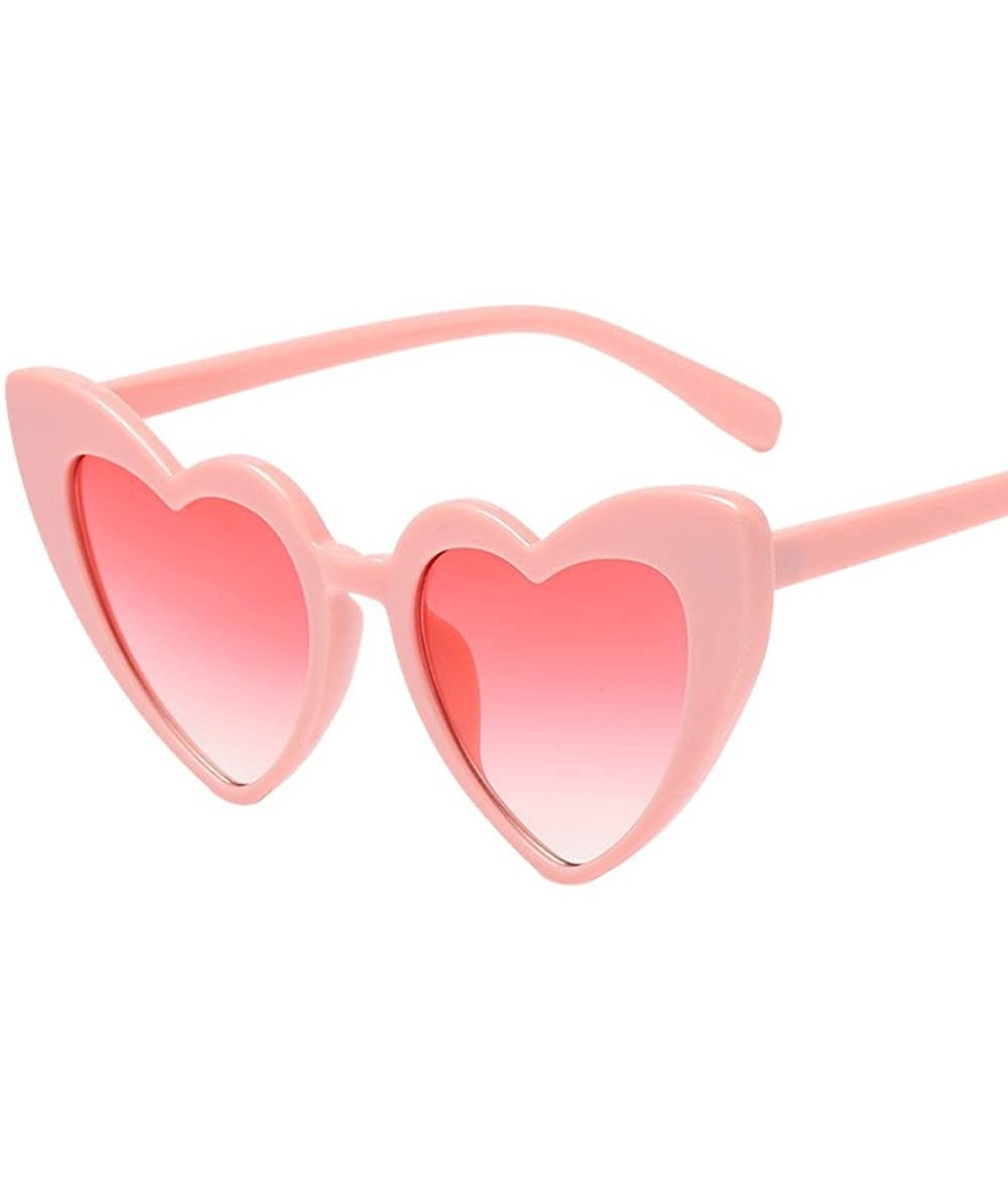 Square Women Fashion Cute Heart-shaped Shades Sunglasses Integrated UV Glasses - B - CX18RA3HN5D $10.40