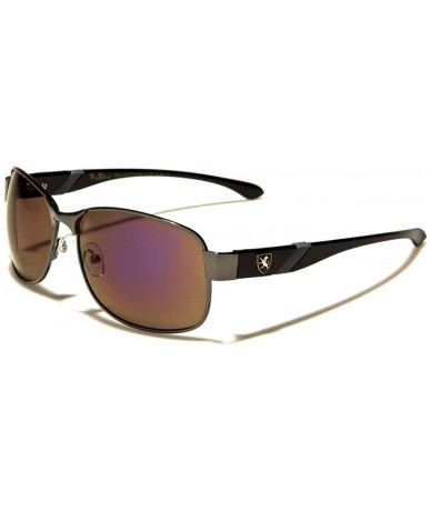 Rectangular Modern Elegant Men Hot Celebrity Mirrored Lens Rectangle Sunglasses (Gunmetal/Purple) - CP189DQ7TO8 $13.72