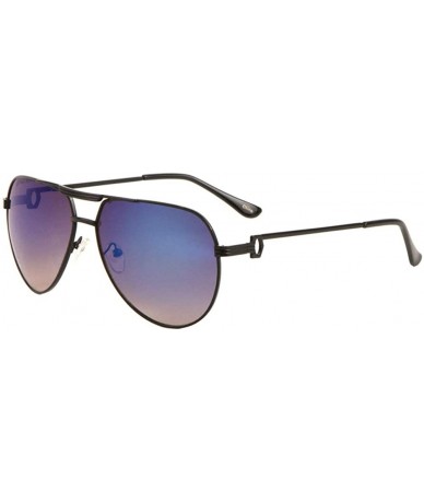 Round Round Lens Three Line Top Bar Sectioned Temple Aviator Sunglasses - Blue - C0197S7SSY3 $11.52