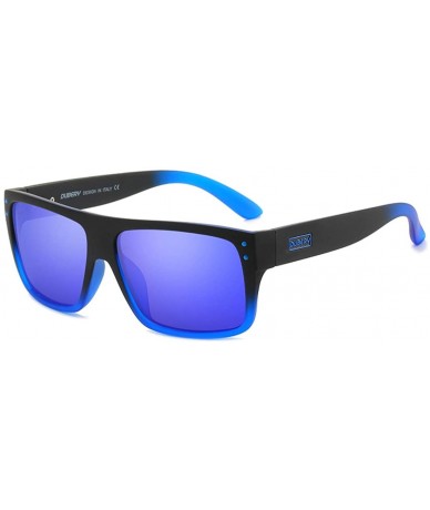 Square Unisex Polarized Sunglasses UV Protection Retro Rectangular Sun Glasses For Men & Women D912 - Black&blue/Blue - C7194...