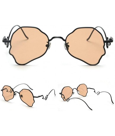 Oval Chic Women Brand Design Irregular Oval Transparent Party Sunglasses - Black&brown - CZ18LNQDZ0N $16.00