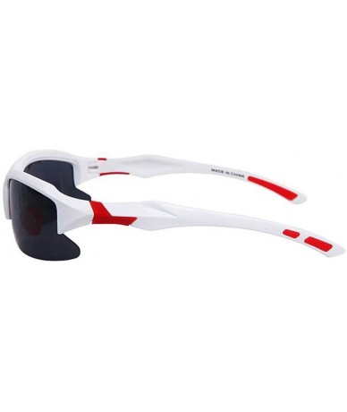 Sport Polarized Sports Sunglasses Cycling for Men and Women in Cycling Skiing Fishing Golfing-Whitered - C018HCGCDSQ $37.21
