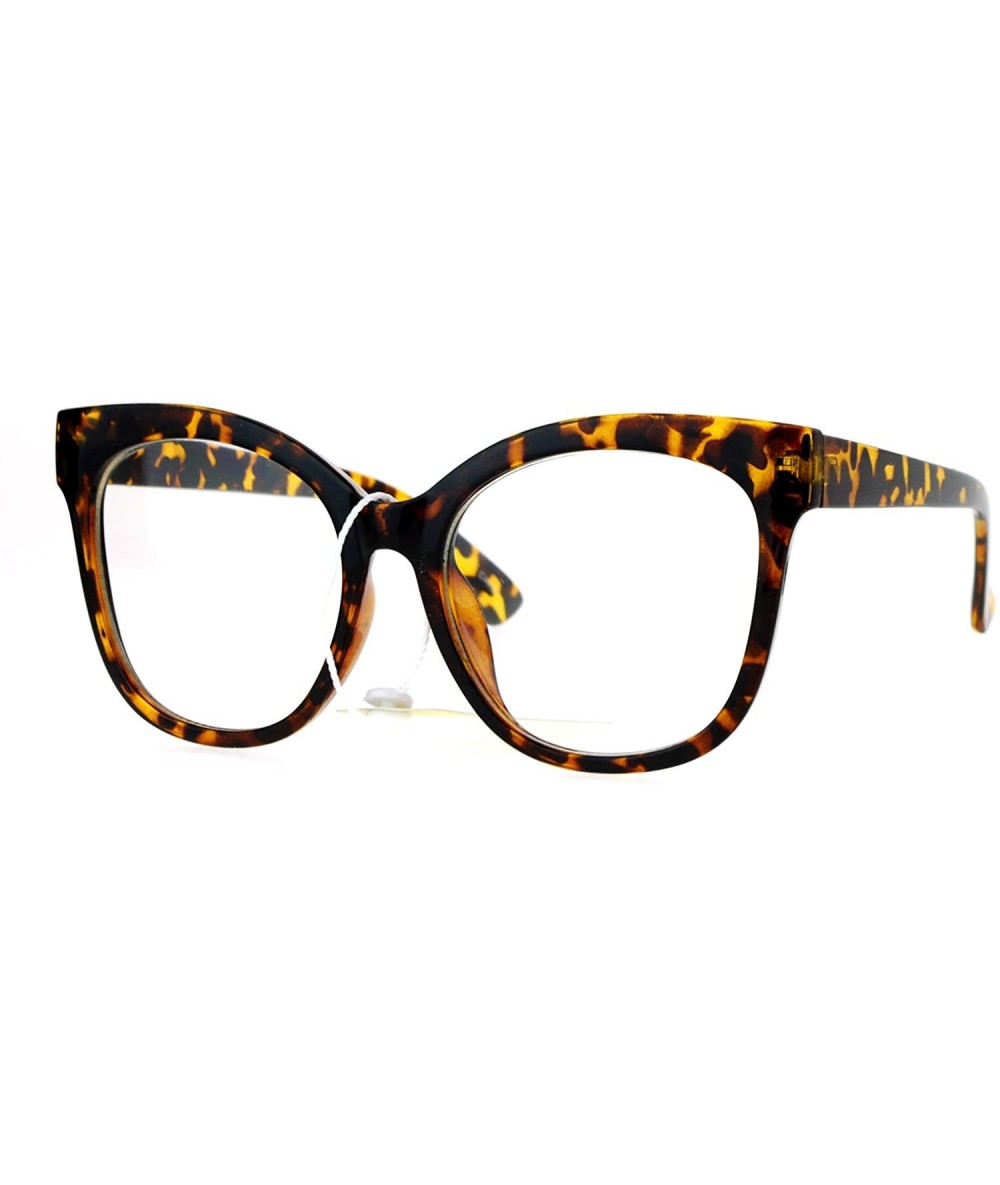 Square Womens Clear Lens Glasses Super Oversized Square Butterfly Frame UV 400 - Tortoise - CY188I9746Y $19.75
