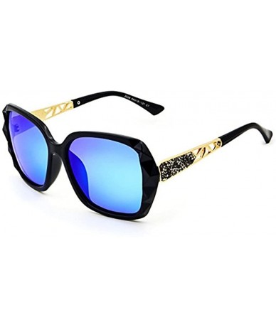 Oversized 2018 Women Classic Oversized Polarized Sunglasses Fashion Modern Shades 100% UV Protection - Black/Blue - CG18CG05T...