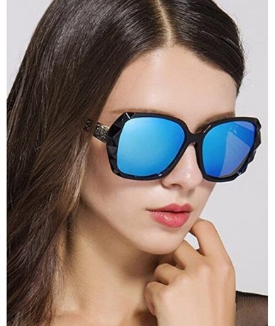 Oversized 2018 Women Classic Oversized Polarized Sunglasses Fashion Modern Shades 100% UV Protection - Black/Blue - CG18CG05T...