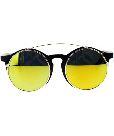 Round Circle Round Keyhole Glasses Sunglasses with Detachable Mirrored Lens Clip On - Matte Black Orange - C211ZFVX599 $10.53