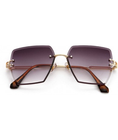 Rimless Square Rimless Sunglasses Women Gradient Lens Clear Sun Glasses Ladies Vintage Oversized Eyewear - 6 - CA18W39LE3L $2...