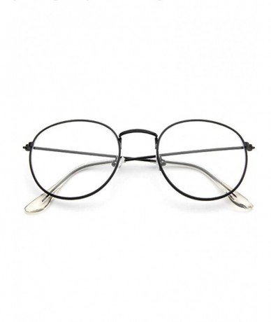 Oval Round Polarized Sunglasses Metal Frame Flat Circle lens Glasses Men Women - Black - CT18NGLE9X5 $15.58