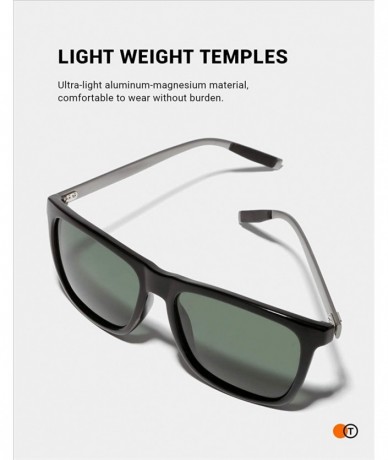 Rectangular Polarized Sunglasses for Women Men Driving Rectangular Aluminum Sun Glasses UV 400 Protection - 03-green Lens - C...