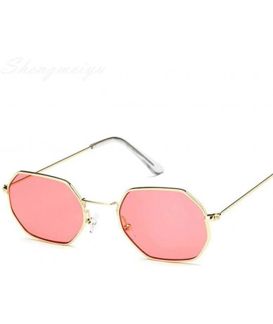 Aviator 2019 New Polygon Sunglasses Women Men Brand Designer Vintage Random Color - Pink - CE18Y2NCH4Q $11.62