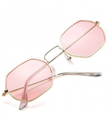 Aviator 2019 New Polygon Sunglasses Women Men Brand Designer Vintage Random Color - Pink - CE18Y2NCH4Q $11.62