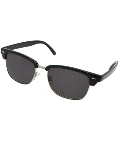 Rectangular Retro Full Lens Reading Sunglass R59 - Black Silver Frame-gray Lenses - C6189E8LD24 $34.68