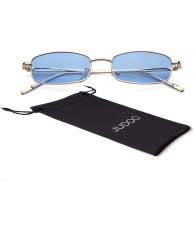 Square Retro Small Square Sunglasses Metal Frame Clear Candy Colors Lens Glasses - Blue - CF18XL3R26R $10.27