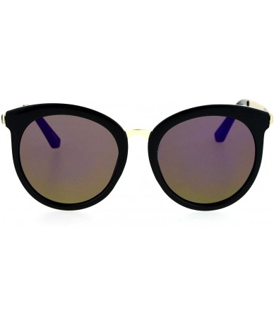 Cat Eye Retro Flat Mirror Lens Womens Horn Rim Cat Eye Sunglasses - Black Purple - C512NSL1M1V $10.46