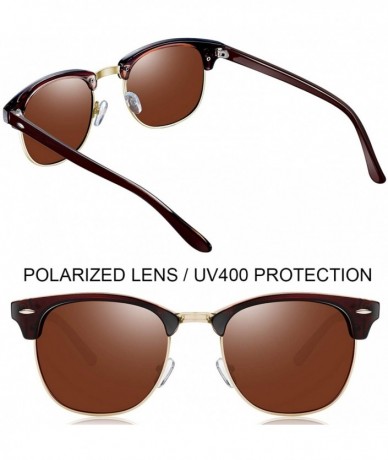 Goggle Semi Rimless Polarized Sunglasses Women Men Retro Brand Sun Glasses - Brown - CC12D0W34EZ $12.73