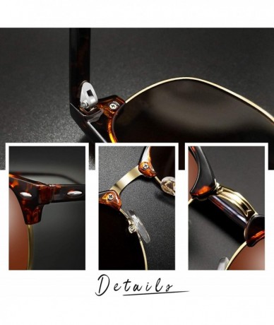 Goggle Semi Rimless Polarized Sunglasses Women Men Retro Brand Sun Glasses - Brown - CC12D0W34EZ $12.73