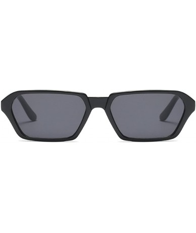 Square Vintage Rectangle Sunglasses Small Frame Women Square Fashion Eyewear - Bright Black - CG18DWG4X75 $21.63