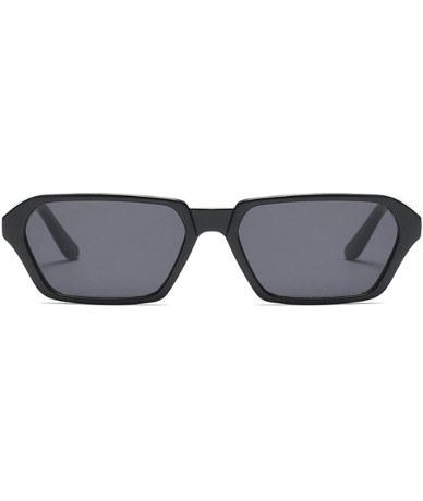 Square Vintage Rectangle Sunglasses Small Frame Women Square Fashion Eyewear - Bright Black - CG18DWG4X75 $10.94