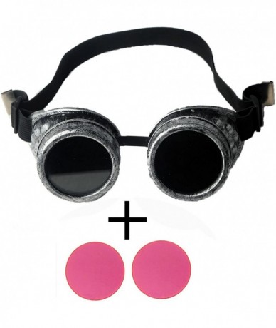 Goggle Rave Retro Goggles Vintage Steampunk Glasses for Cosplay Halloween - Frame+pink Lenses - CD18HZKTH90 $20.26