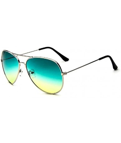 Wrap Classic Aviator Flat Lens Sunglasses For Women And Men Metal Frame - Gold Frame/Green Yellow Lens - CI18R6QRHU0 $16.67