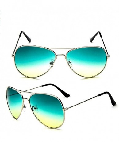 Wrap Classic Aviator Flat Lens Sunglasses For Women And Men Metal Frame - Gold Frame/Green Yellow Lens - CI18R6QRHU0 $10.22