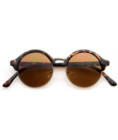 Semi-rimless Vintage Inspired Classic Half Frame Semi-Rimless Round Circle Sunglasses - Tortoise - CU119FMDN1J $20.70