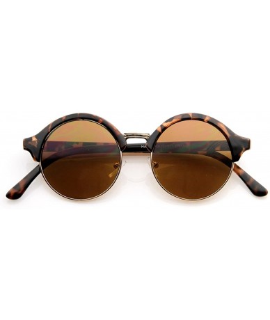 Semi-rimless Vintage Inspired Classic Half Frame Semi-Rimless Round Circle Sunglasses - Tortoise - CU119FMDN1J $9.34