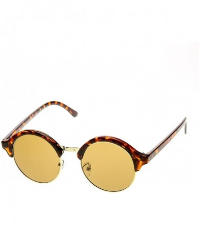 Semi-rimless Vintage Inspired Classic Half Frame Semi-Rimless Round Circle Sunglasses - Tortoise - CU119FMDN1J $9.34
