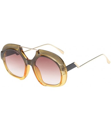 Oversized UV Protection Eyewear Round Vintage Eyeglasses Shades Oversized Designer Sunglasses for Women - E - CX18U8Y9R9L $15.58